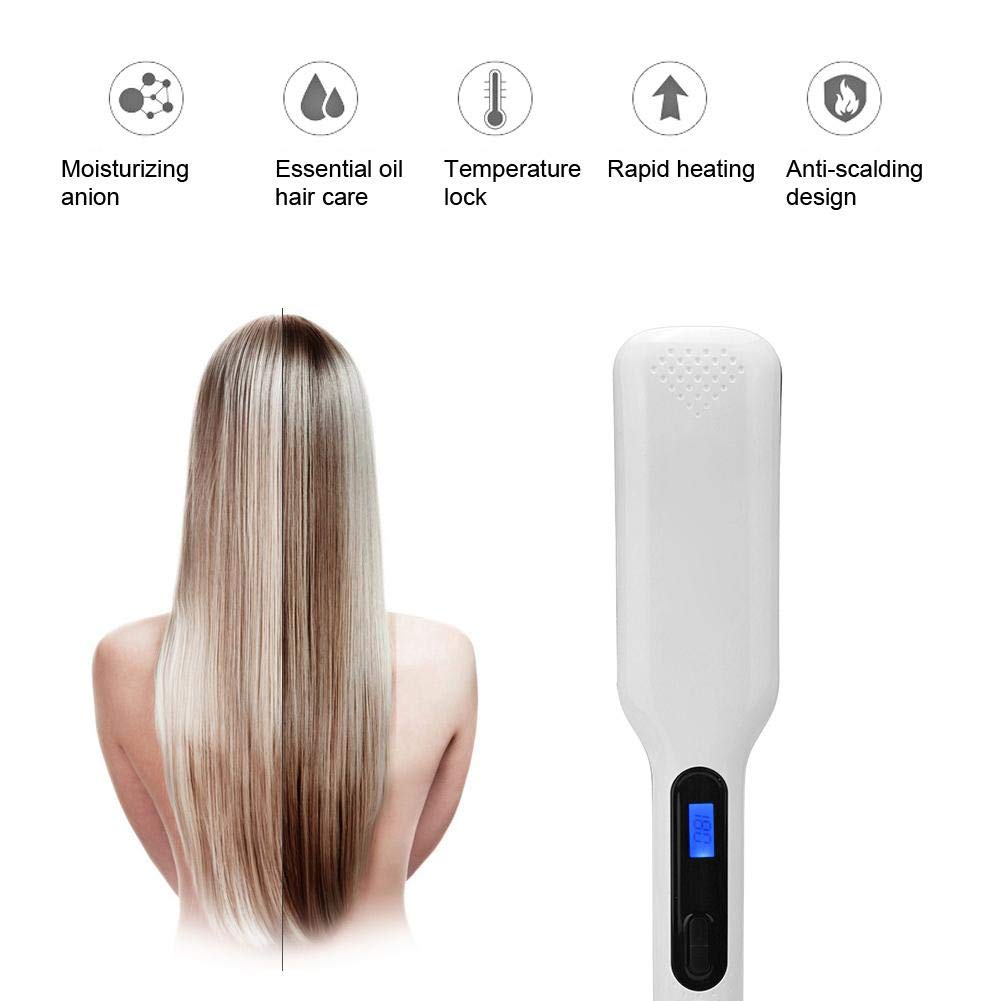 Hair Straightener Flat Iron, Professional Hair Straightener, Portable Tourmaline Ceramics Flat Iron with Digital LCD Display and Quick Heating Function, 120-210℃ for All Hair(White)